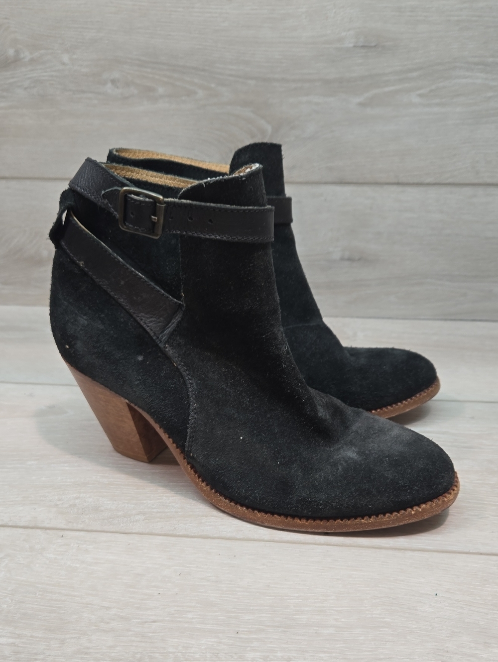 H by Hudson Women Cowboy Boots Shoes Black Leather Ankle Boots Sz 40/9